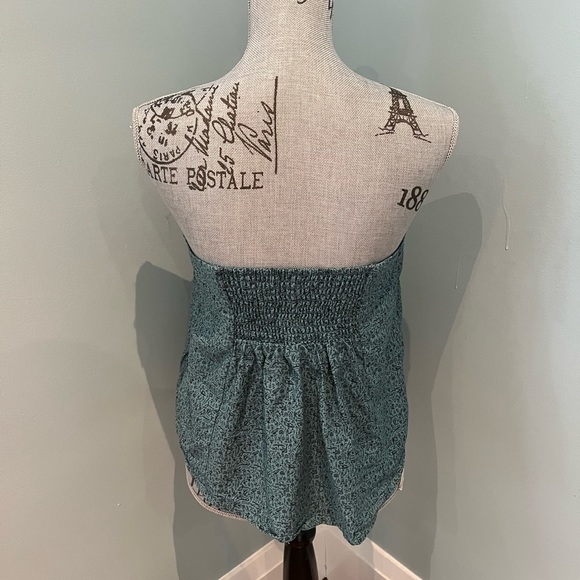 Anthro Maeve Teal Hieroglyphics Tube Top, 8 - Picture 6 of 13